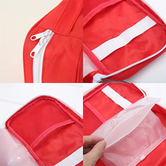 Nylon Waterproof Medicine Bag Red Mesh Zipper Handle