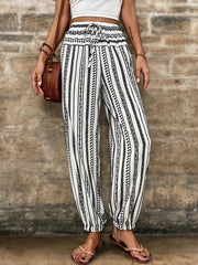 Striped Print Drawstring Joggers for Women