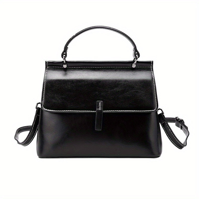 Split Leather Women'S Handbag in Red Coffee