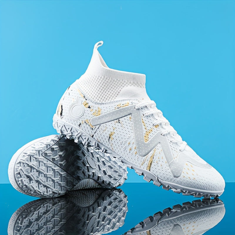 Boy's High Top Turf Football Boots Lace Up TF Soccer Cleats