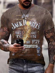 Men's Feather Pattern Sports T shirt Casual Stretch Tee Shirt