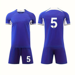 2pcs Boys Breathable Sports Training Outfit Quick Drying T-shirt & Shorts