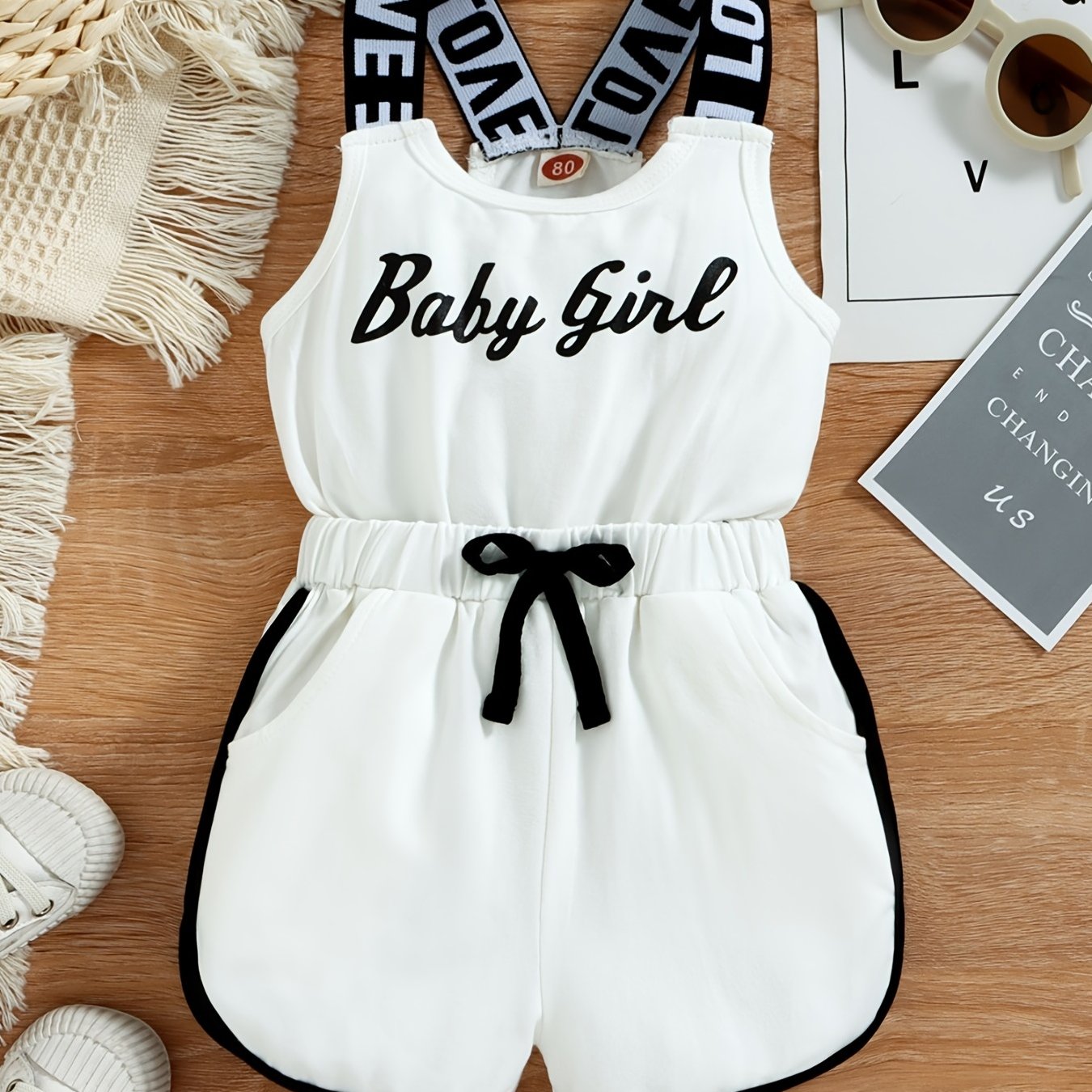 Toddler Baby Girls Sleeveless Romper Letter Print Jumpsuit