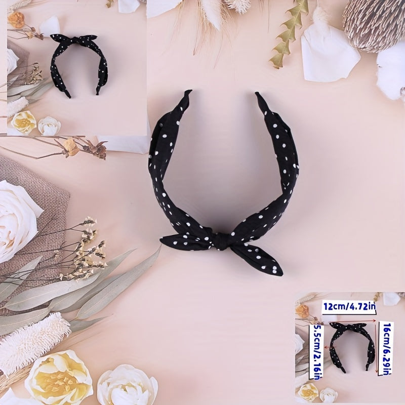 Dots Knotted Hair Pin Print Bow Hair Band Hair Accessories For Girls Women
