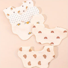3pcs Cotton Baby Bibs Petal Shape Boy Feeding Accessories