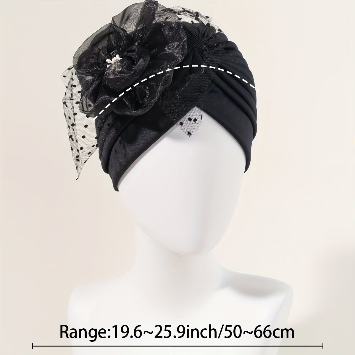Feather Mesh Flower Turban Cap Solid Head Wrap Elastic Bonnet Chemo Hats