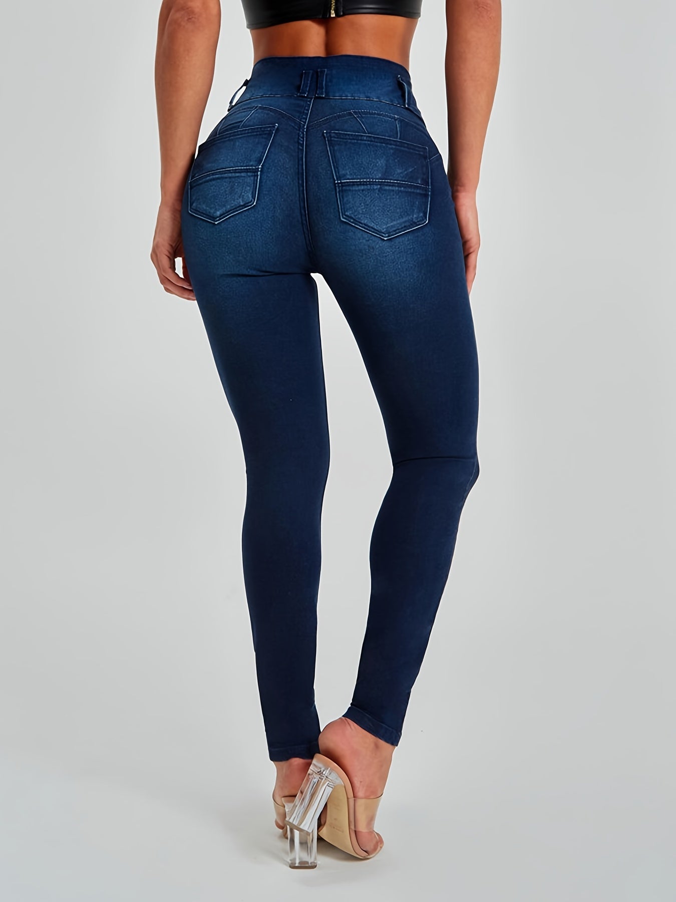 Stretchy High Rise Skinny Jeans Slim Fit Curve Sculpting High Waist Jean Pants