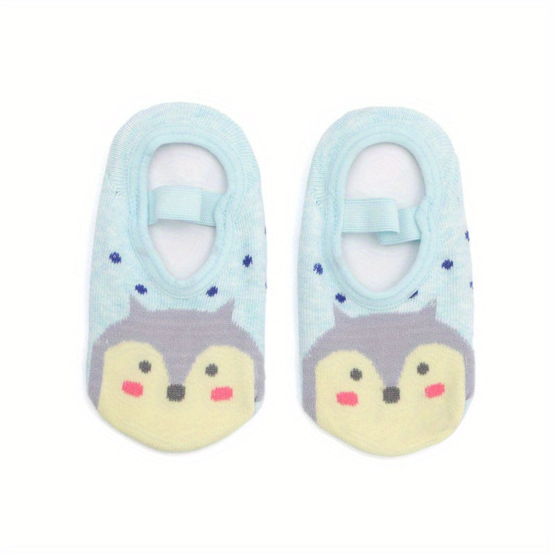6 Pairs Baby Girls Cartoon Animal Pattern Socks Anti-Skid Grip