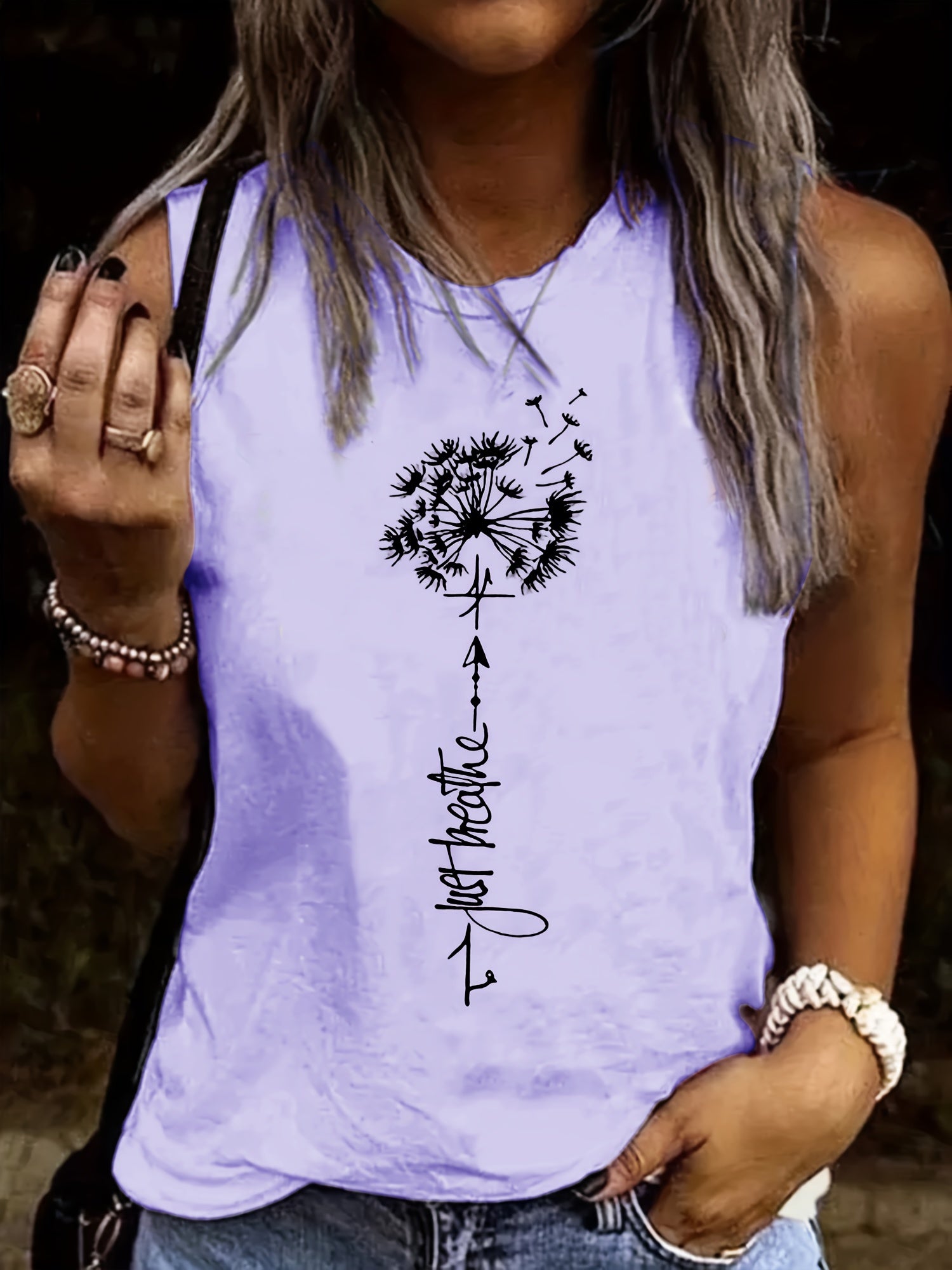 Dandelion Print Tank Top Women's Sleeveless Summer Tank Top