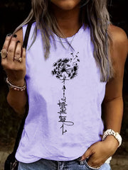 Dandelion Print Tank Top Women's Sleeveless Summer Tank Top