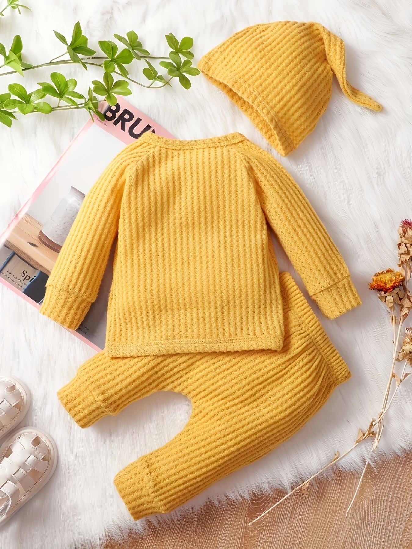 3pcs Baby Boys Long Sleeves T shirt & Pants & Cap Set