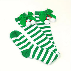 Bowknot Christmas Socks Over The Knee Stockings Warm Leg Warmers