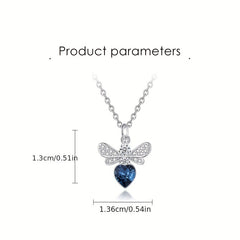 Bee Necklace Heart Shaped Crystal Bumblebee Pendant Jewelry