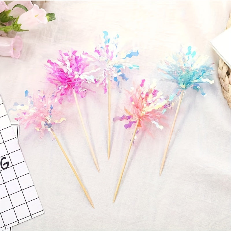 5pcs Colorful Rain Cake Plugs Birthday Decoration