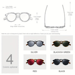 Men's Walnut Round Frame Polarized Sunglasses with UV Protection
