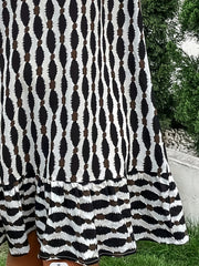 Allover Print Batwing Sleeve V Neck Dropped Waist Dress