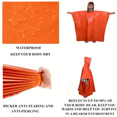 6pcs Emergency Rain Ponchos with Whistles & Storage Bag