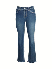 Loose Fit Straight Jeans Slash Pockets Casual Denim Pants