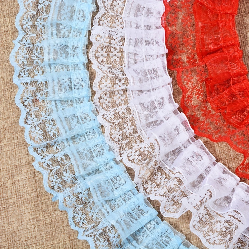 2Yard Coloured Pleated Lace DIY Dress Accessories Pet & Doll Embellishments
