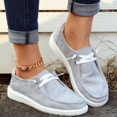 Women's Gray Boat Shoes Slip-On Walking Sneakers