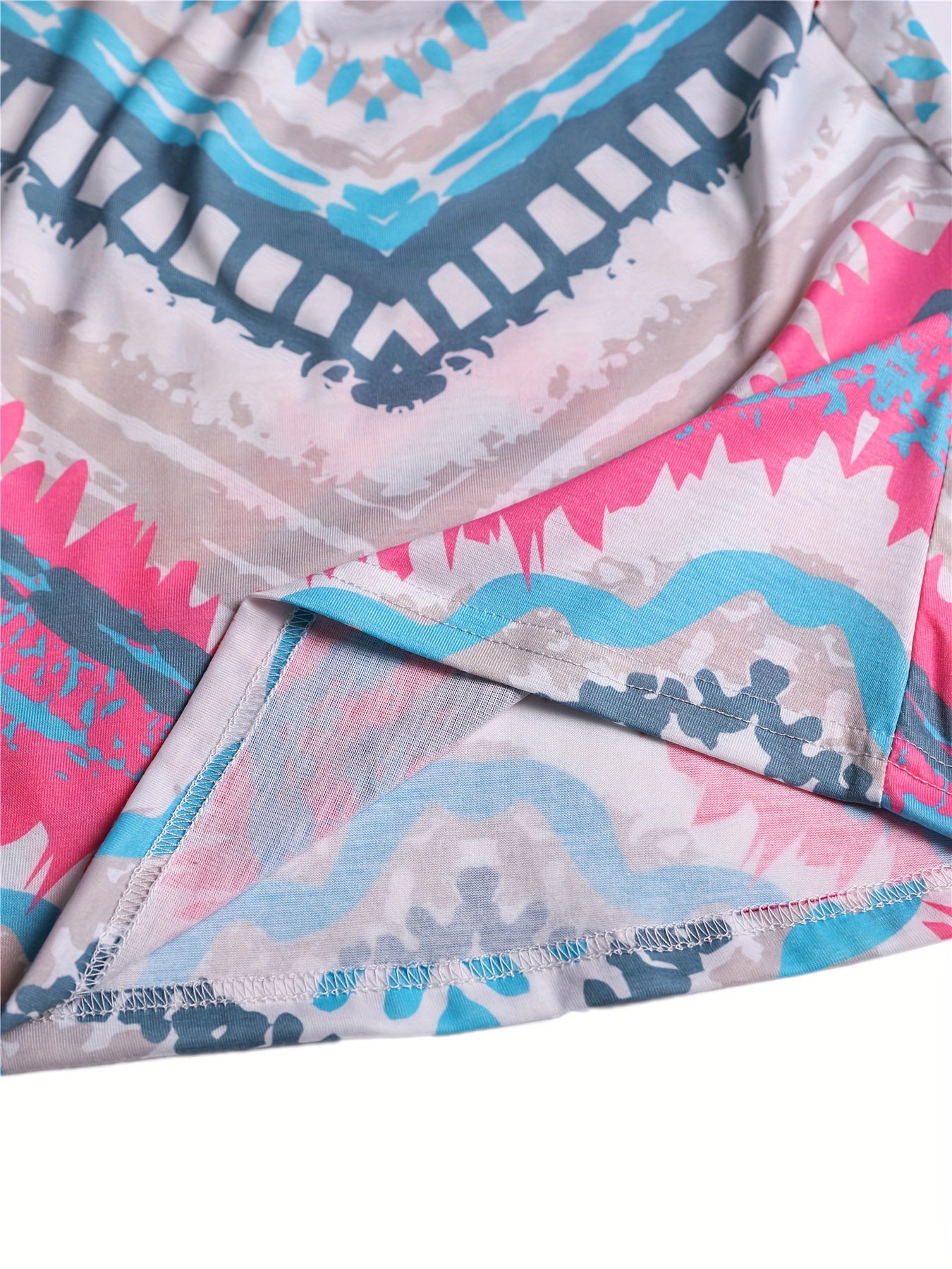 Plus Size Print Round Neck Tank Top - Stretch Vest