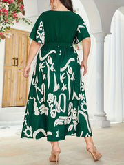 Colorblock Butterfly Sleeve Maxi Dress With Belt