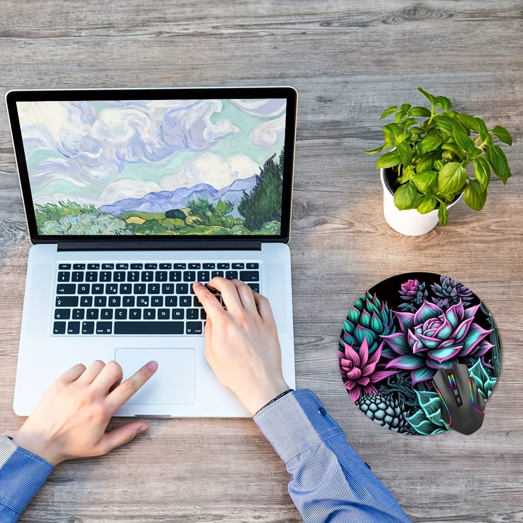 Succulent Plants Mouse Pad Non Slip Rubber Laptop Office Decor