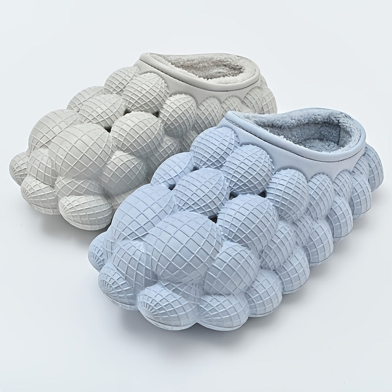 Unisex Massage Bubble Slides With Faux Fur