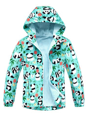 Girls Tie Dye Zip Up Hooded Jacket, Waterproof, Spring/Fall Outdoor Sports