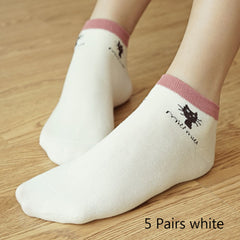 5 Pairs Kitty Ankle Socks Mixed Pack Women's Stockings