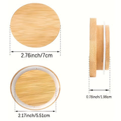 10pcs Reusable Bamboo Oui Lids with Silicone Sealing Rings for Oui Yogurt Jars