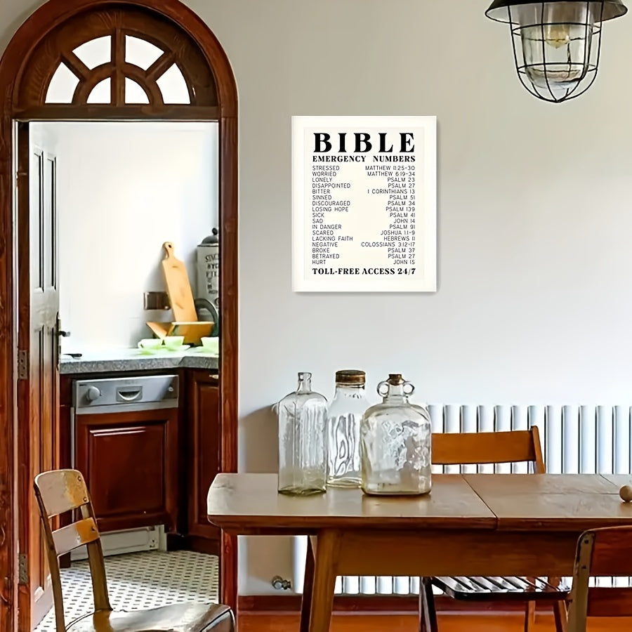 Vintage Faith Bible Emergency Number Poster Inspirational Art Print