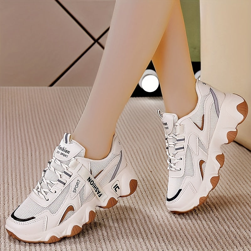 Women's Mesh Platform Sneakers Lace Up Running Shoes