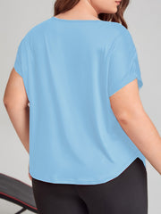 Solid Short Sleeve Sports Top Women's Plus Medium Stretch
