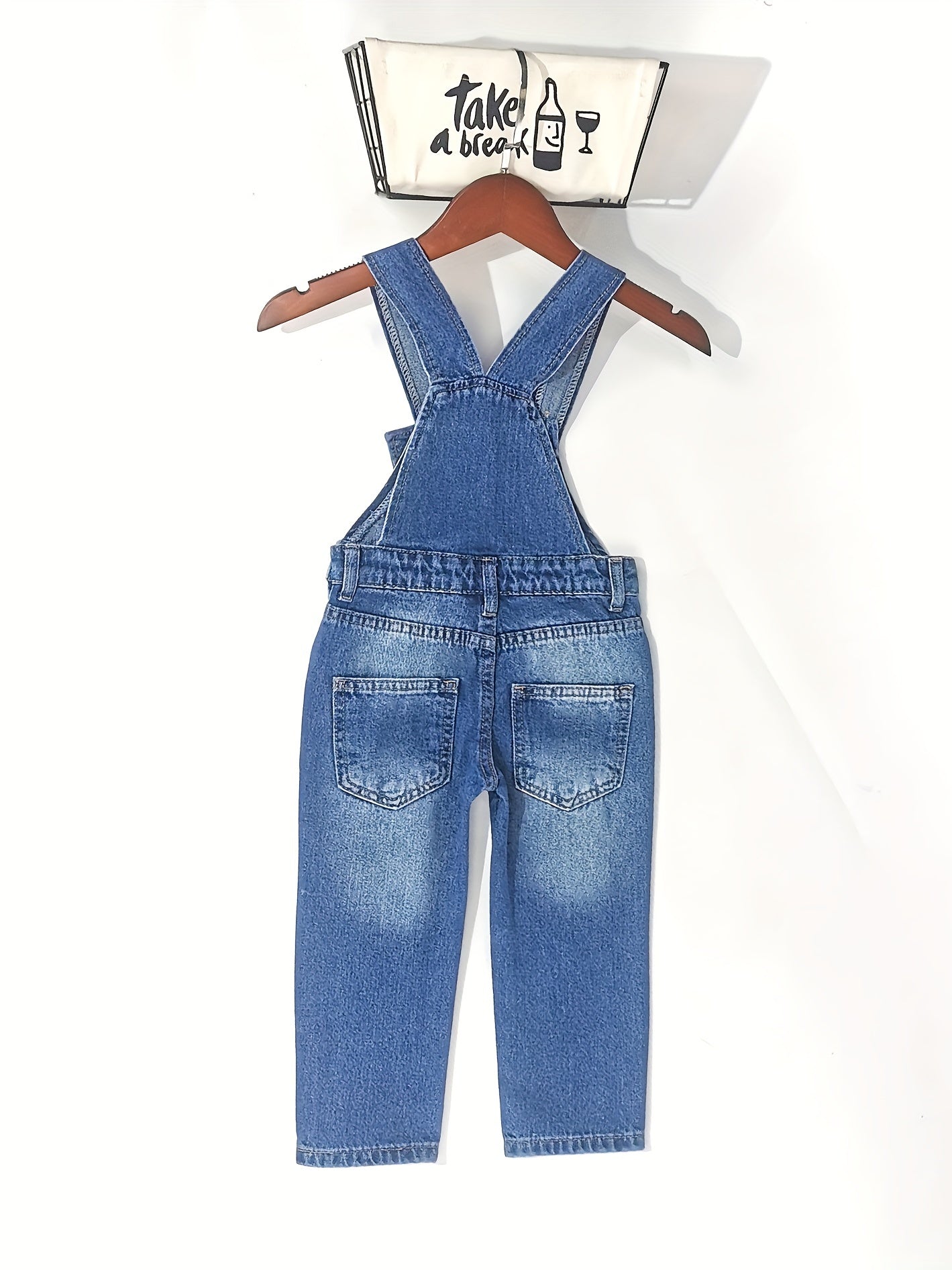 Boys Slim Fit Denim Overall Jumpsuit - Pockets