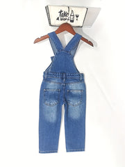 Boys Slim Fit Denim Overall Jumpsuit - Pockets