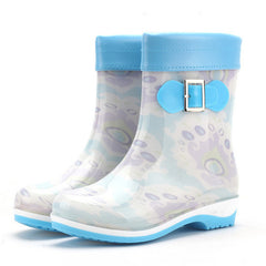 Women's Buckle Strap Short Rain Boots Waterproof Jelly Outdoor Shoes