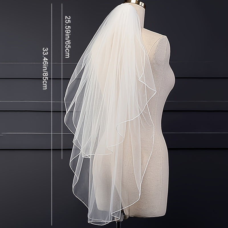 2 Layer Tulle Wedding Veil with Comb Bridal Veil for Brides