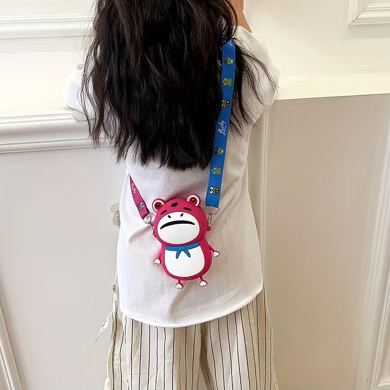 Kids Red Frog Toad Crossbody Bag Silicone Coin Purse