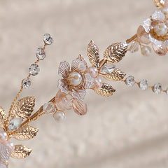 Crystal Wedding Headband for Women - Flower Leaves Headpiece