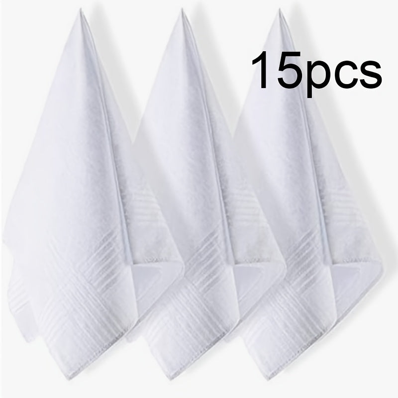15pcs Men's Satin Border Handkerchiefs Classic & Light Leaf Pattern Napkins