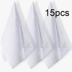 15pcs Men's Satin Border Handkerchiefs Classic & Light Leaf Pattern Napkins
