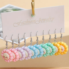10pcs Macaron Happy Smile Small Flower Earrings For Girls