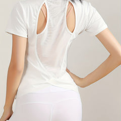 Women's Quick Dry Sports T-Shirt with Hollow Back