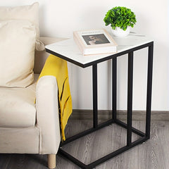 C Shaped Side Table for Couch Large Desktop End Table