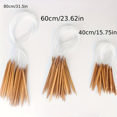 18pcs Circular Sweater Needles Carbonized Wooden Rod Needles Knitting Tools