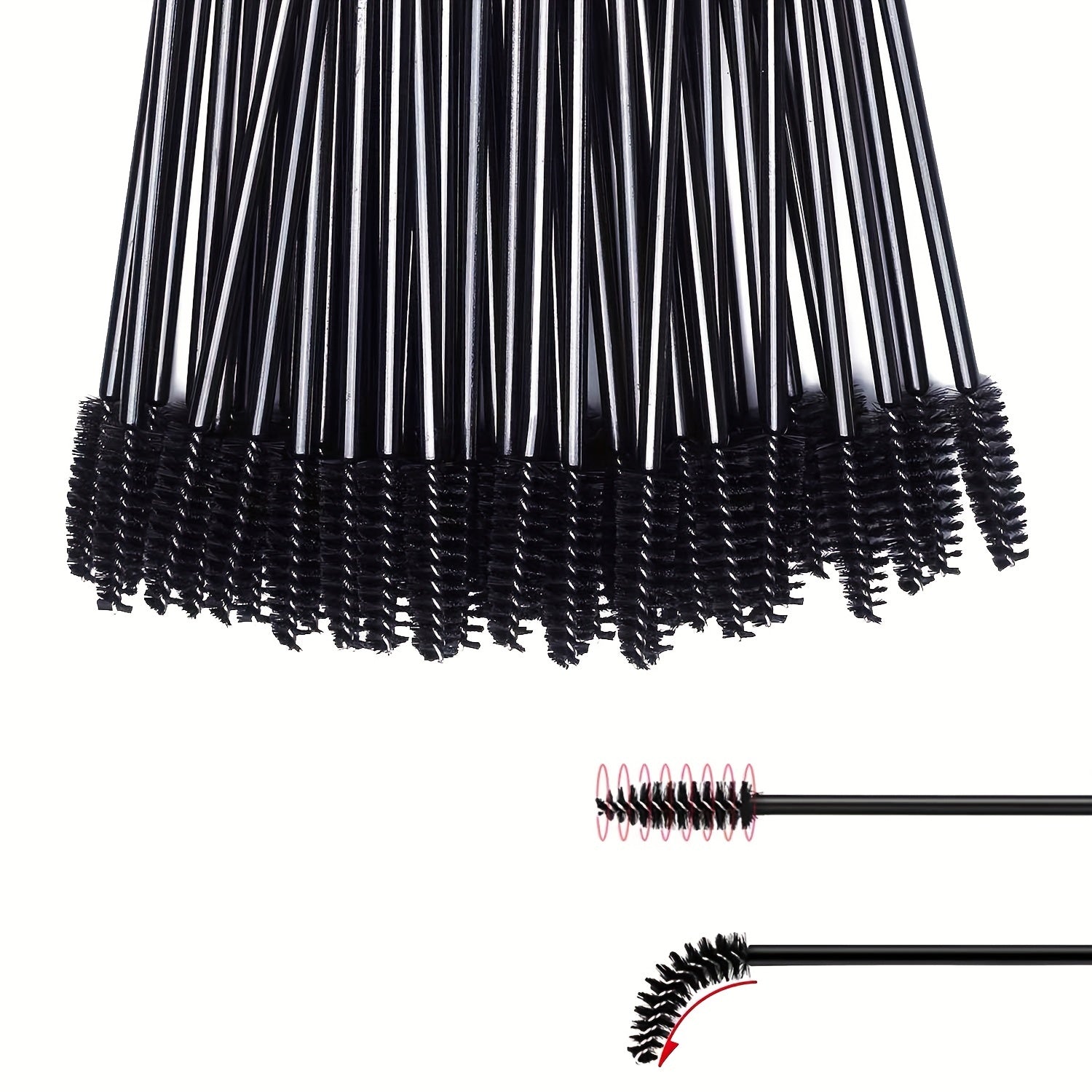 100 Pcs Eyelash Mascara Brushes for Eye Lashes Extension - Purple Deep Red
