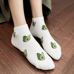 Men's Avocado Pattern Liner Anklet Socks x5