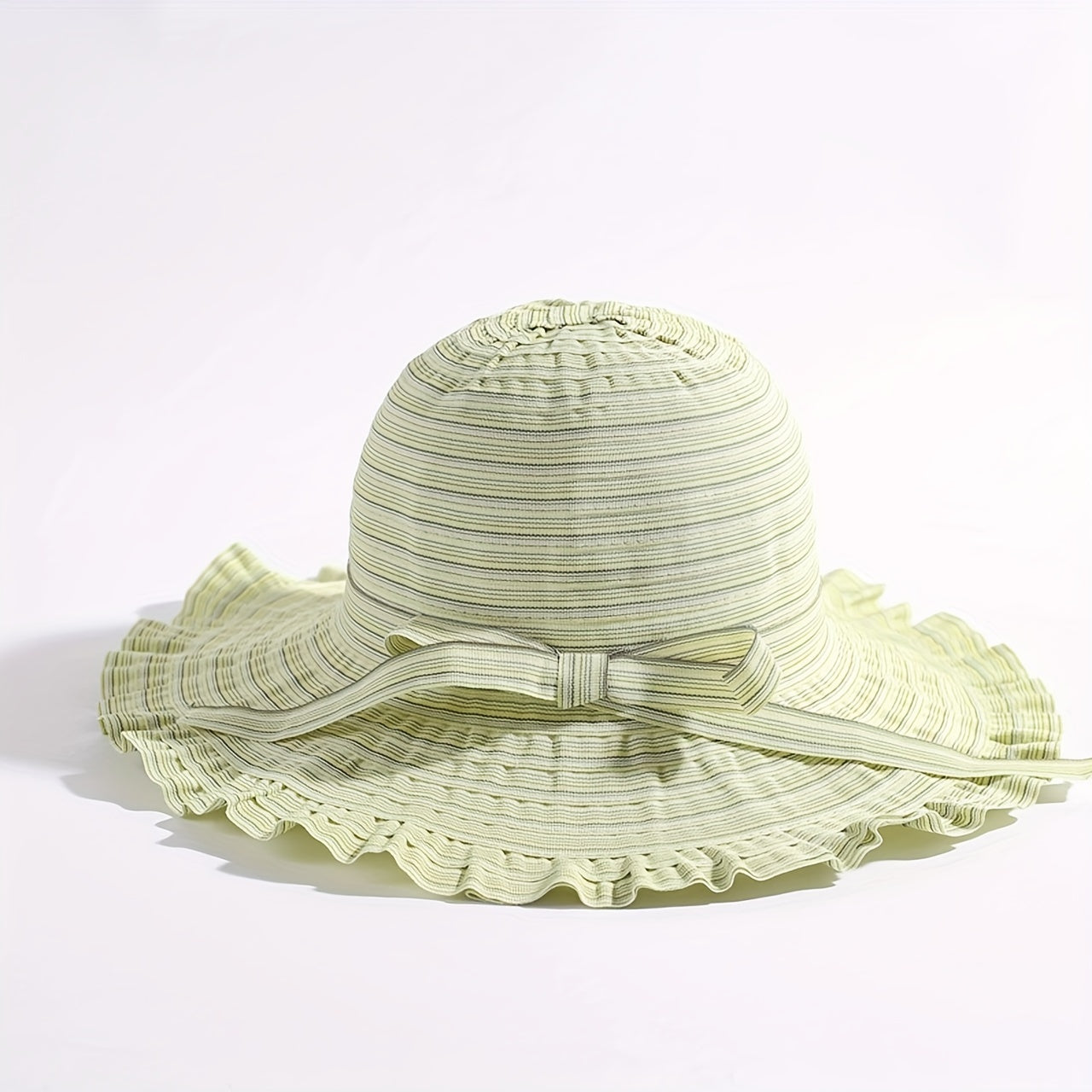 Striped Sun Hat Ribbon Bowknot Bucket Hat