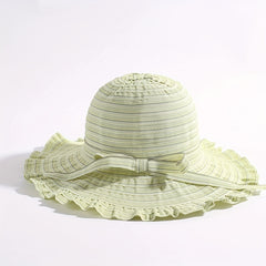 Striped Sun Hat Ribbon Bowknot Bucket Hat